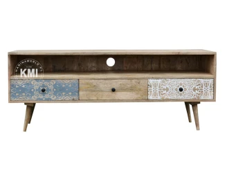 szafka rtv qumin drewno mango 145cm styl scandi boho z nadrukiem mandala