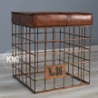 meble metal skóra | industrialne pufa kwadratowa "Metal Basket"