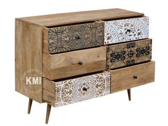 meble vintage | drewniana komoda z szufladami Qumin boho scandi