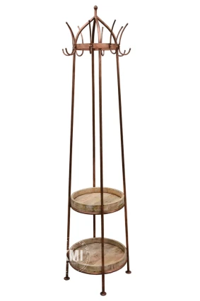Wieszak loftowy Copper | Drewno mango i metal, styl industrialny