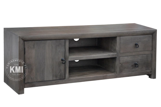 meble z litego drewna | szara szafka rtv Smoke Grey