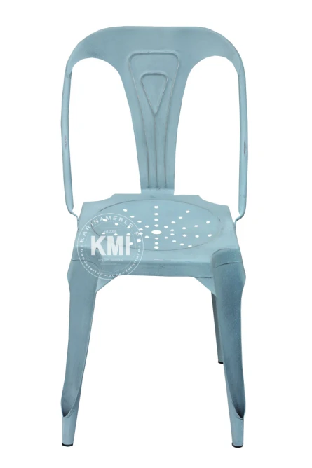 meble designerskie | metalowa krzesło Revers szaro-niebieskie