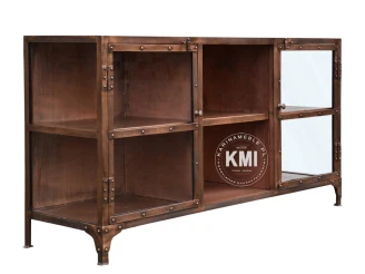 metalowa szafka rtv ze szkłem w stylu loft Copper