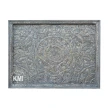 meble vintage | drewniany panel rzeźbiony szary przecierany 90x125