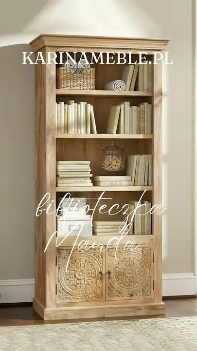 Prezentacja wideo: Rzeźbiona biblioteczka orientalna Mandala podwójna z Drewna Mango