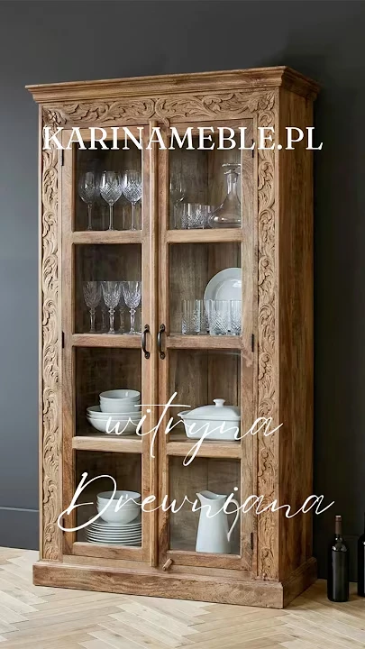 Prezentacja wideo: Witryna indyjska rzeźbiona 200 cm biblioteka z drewna mango mandala – Meble Indyjskie