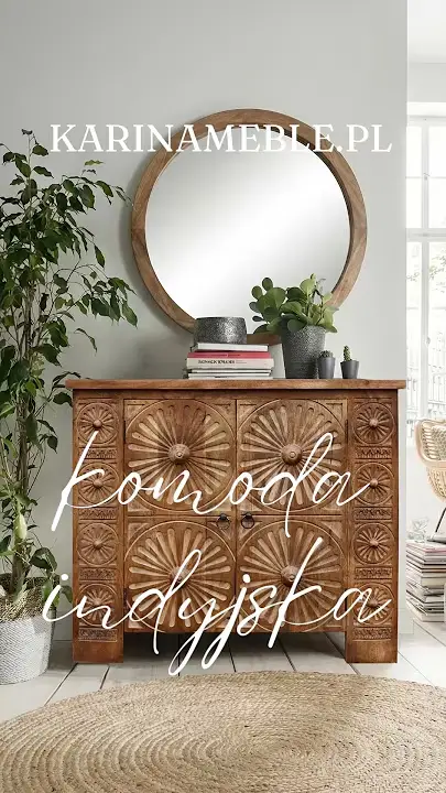 Prezentacja wideo: Orientalna Komoda rzeźbiona ręcznie z litego drewna mango 100 cm Asha - Meble Indyjskie