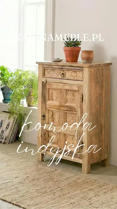 Prezentacja wideo: Orientalna komoda naturalna z litego drewna mango 60 cm - Meble Indyjskie