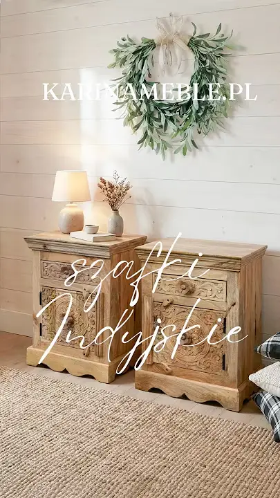 Prezentacja wideo: Orientalny kpl. szafek ręcznie rzeźbiony z litego drewna mango - Meble Indyjskie