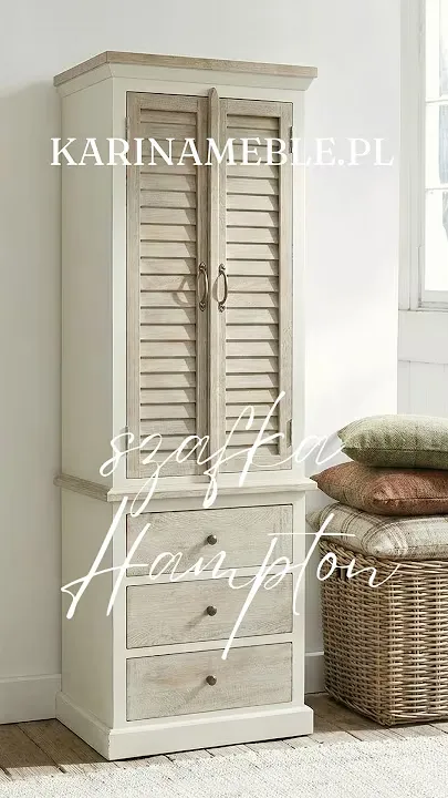 Prezentacja wideo: wysoka komoda Hampton lub wąska szafa żaluzjowa z litego drewna mango – Meble Hampton
