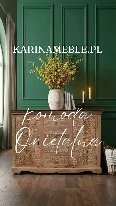 Prezentacja wideo: Orientalna komoda Mandala 142 cm w kolorze jasny orzech – Meble Indyjskie
