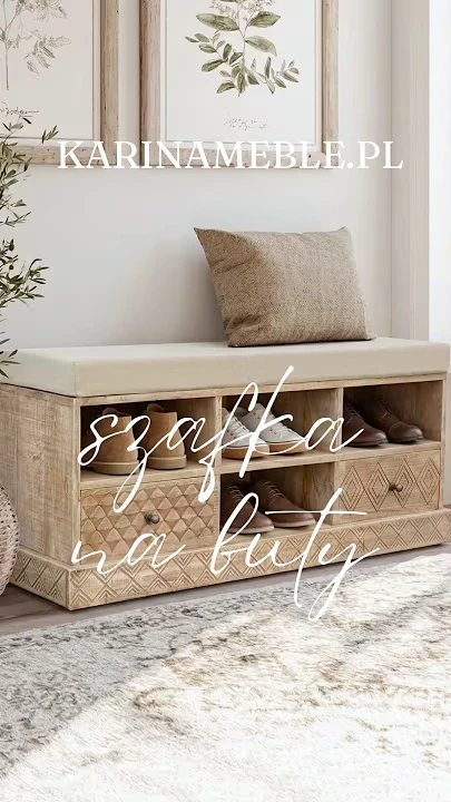 Prezentacja wideo: Rustykalna ławka z poduszką do przedpokoju 104 cm drewno mango – Meble Rustykalne