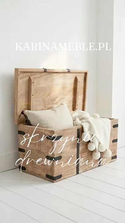 Prezentacja wideo: Rustykalna skrzynia drewniana kufer z okuciami 80 cm – Meble Rustykalne