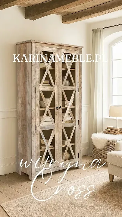 Prezentacja wideo: Meble rustykalne | witryna Cross 90 cm z litego drewna mango