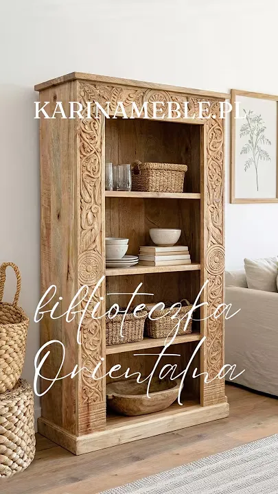 Prezentacja wideo: orientalna recznie rzeźbiona biblioteczka z litego drewna mango – Meble Indyjskie