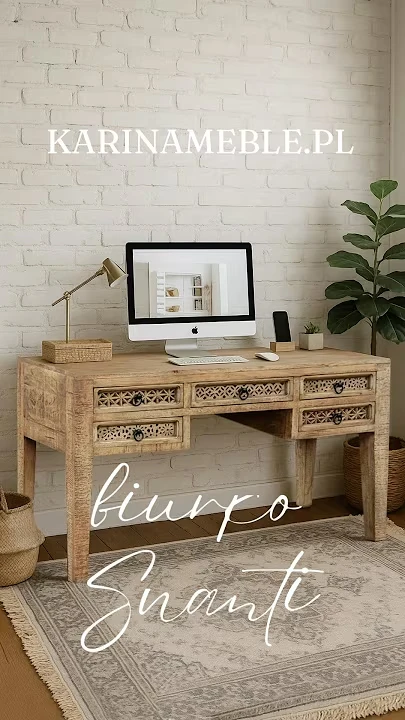 Prezentacja wideo: Drewniane biurko orientalne Shanti rzeźbione – Meble Indyjskie