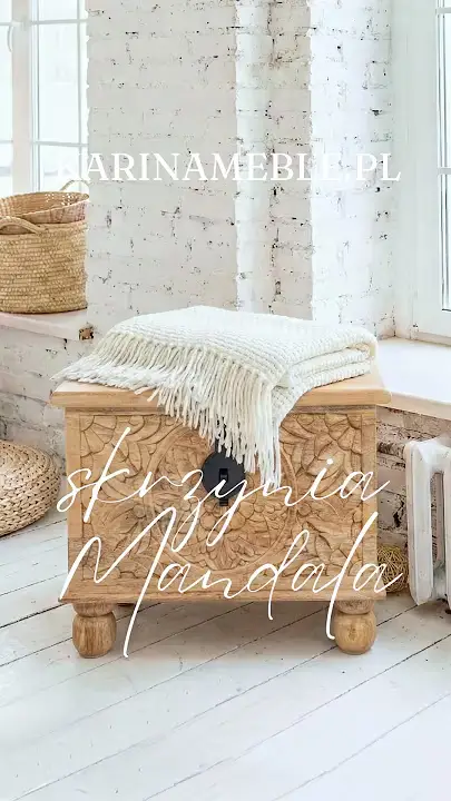 Prezentacja wideo: Orientalna skrzynia naturalna z litego drewna mango 60 cm - Meble Indyjskie