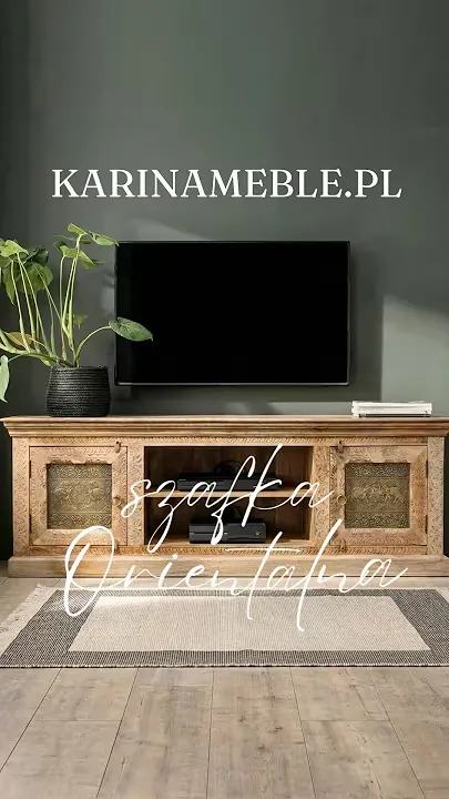 Prezentacja wideo: Indyjska szafka RTV z drewna mango i mosiądz Golden Bazaar – Meble Orientalne